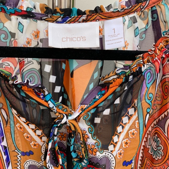 Chico's Tops - Chico’s Paisley Sheer 3/4 Sleeve Top